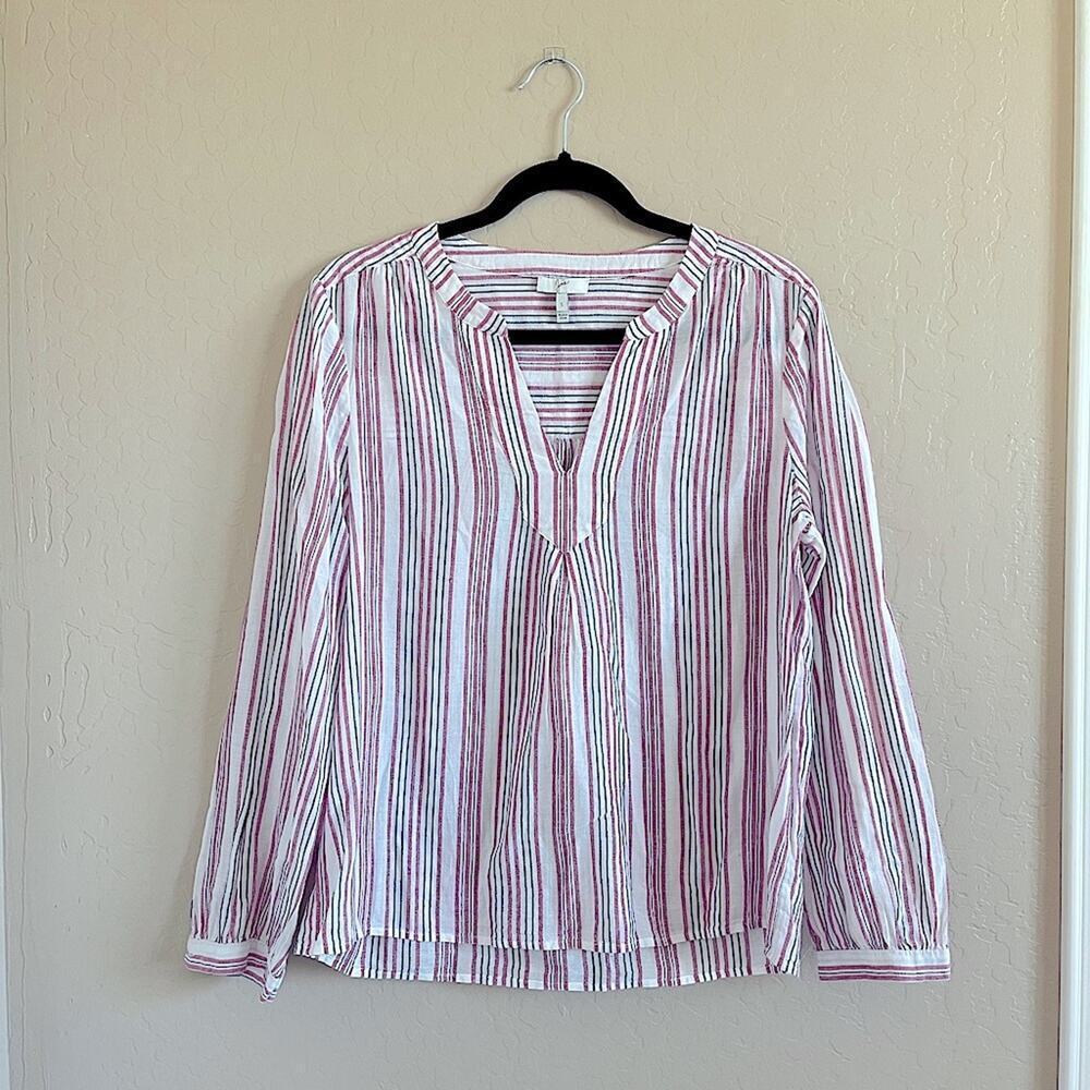 Joie Red White‎ Blue Striped Long Sleeve Top